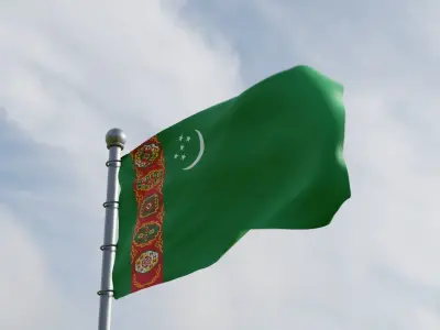 Animated Turkmenistan Flags 3D model