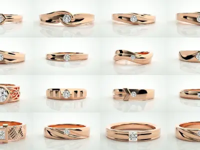 90 Single diamond Women solitaire ring stl render detail  3D Model Pack