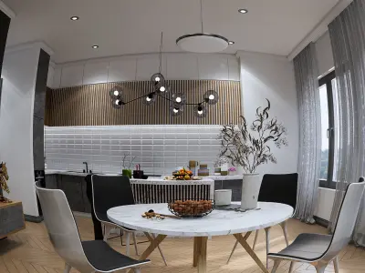 Apartment-Living and Dining Scene 3D model