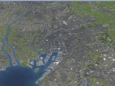 Nagoya - 3D City Topography Terrain 3D Model Pack