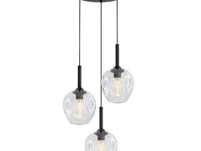 TERAL three light pendant with glass globes 3D model