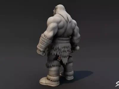 Ogre Warrior Standing Guard Statue Low-poly 3D model