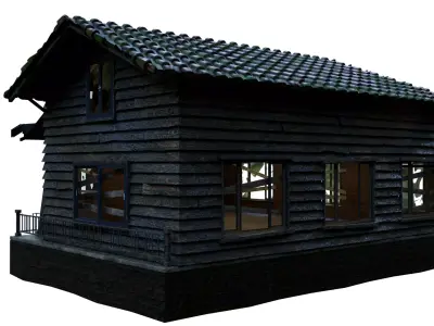 old abandoned video game ready house Low-poly 3D model