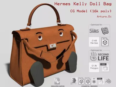 Hermes Kelly Doll Bag Low-poly 3D model