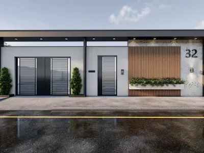 Minimal villa Entrance Gate 3D Model Sketchup Low-poly 3D model