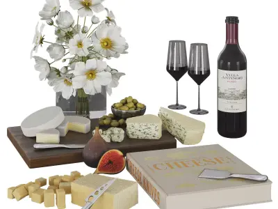 Knives and Cheese Low-poly 3D model