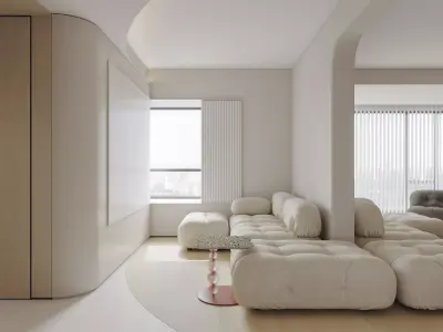 Warm modern living room 3D model