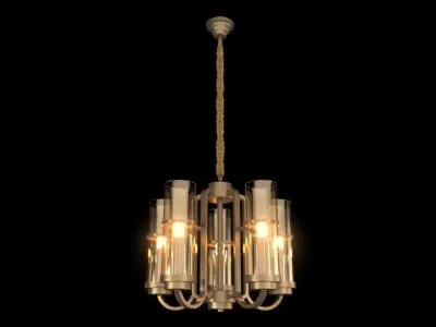 Five flames Cylindrical Chandelier 3D model