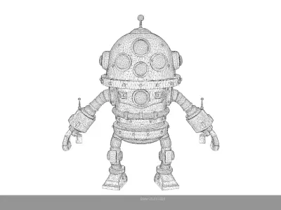 Low Poly Stylized Multi-Eyed Robot - PBR Low-poly 3D model