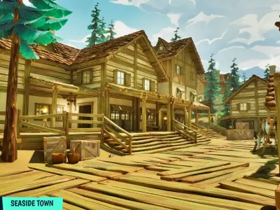 FANTASTIC - Seaside Town Low-poly 3D model