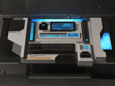 Sci Fi Control Panel Table R Low-poly 3D model