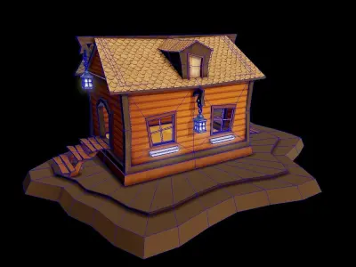 Small fairy tale house Low-poly 3D model