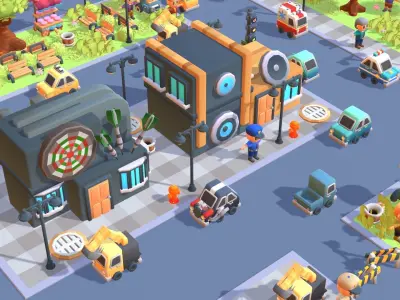 Cute Town Asset Pack Low-poly 3D model