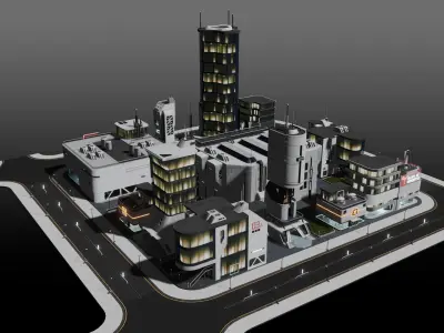 Sci-fi City assets V2 Low-poly 3D model