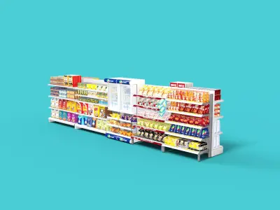 Supermarket Shelves Large Collection Low-poly 3D model