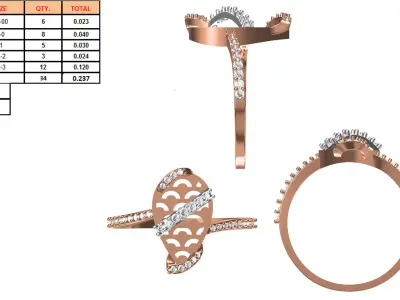 Light Weight Wedding Engagement Women Ring STL JCD Details 3D print model 11
