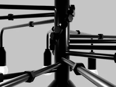 Simple 12-light ceiling light Low-poly 3D model