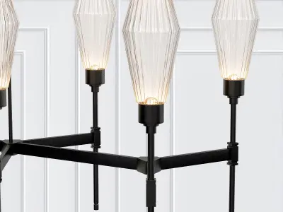 AALTO six light chandelier with glass shades 3D model