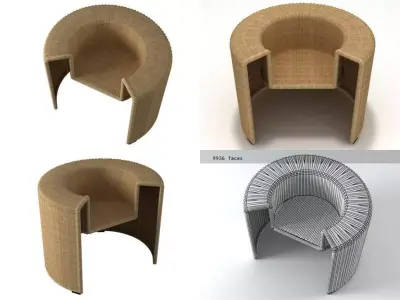 Charlotte chair made of rattan 3D model