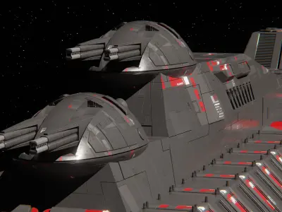 Sci-Fi Space Warship Kahaten-Class Titanica 3D model
