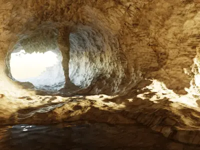 Cave V12 - Complex Cave Base Environment with Water 3D model