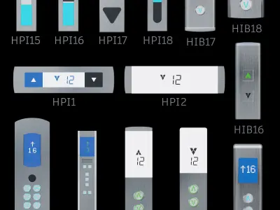 Floor indicators and elevator control panels - Collection 3 3D model