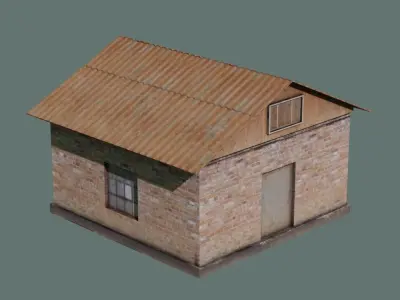 Low - Old - House - Brick - GameReady - Home - Apocalyptic Low-poly 3D model