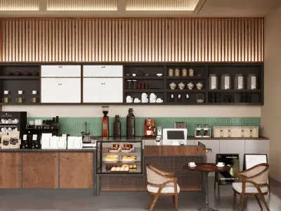 Industrial - style coffee shop 3D model