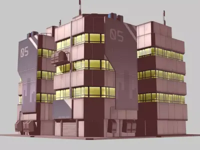 Apartment 1 building with number Low-poly 3D model