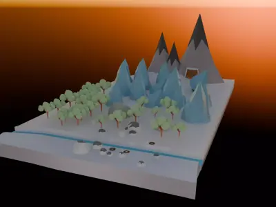 Ice world low poly Game ready Low-poly 3D model