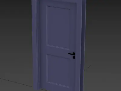 Interior Door 02 Variant 7 Blue Finish PBR Game Ready Low Poly Low-poly 3D model