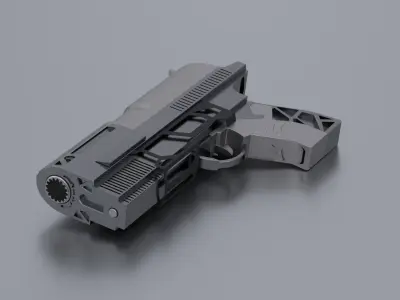 Custom SciFi Armed Pistol Low-poly 3D model