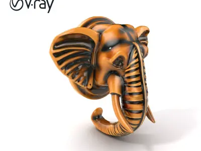 Elephant Head Door Handle Sculpture model pack Low-poly 3D model