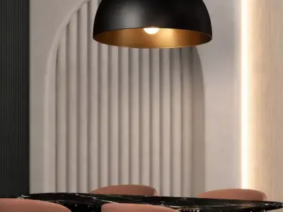 Modern Pendant Lamp 3D Model Black and Gold Hanging Light 3D model