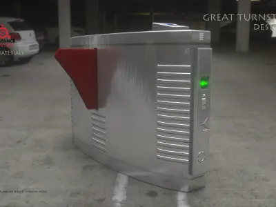 Turnstile 3D model electronic gate with light Low-poly 3D model