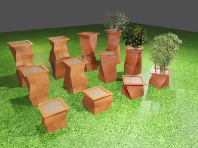 Terra cotta  pot design 2 Low-poly 3D model