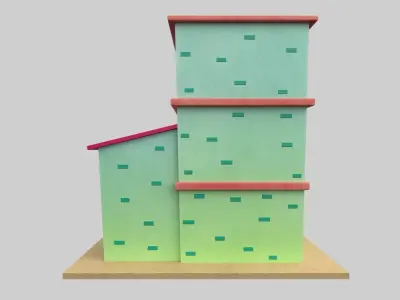 Cartoon Building Low Poly Game Ready Low-poly 3D model