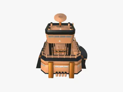 SciFi Facility B04 Orange - Sci Fi Exterior Design Low-poly 3D model