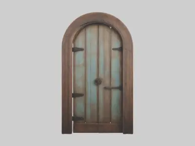 Rustic wooden door model Low-poly 3D model