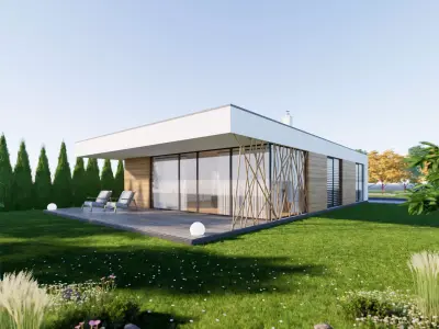 Bungalow 4 - Created with fully parametric Revit Families Low-poly 3D model