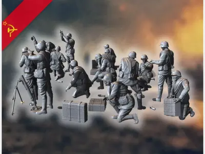 50mm RM-38 Soviet light mortars squad with 15 crews 3 - Soviet a 3D print model