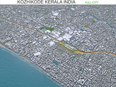 Kozhikode Kerala India 35km AI Low-poly 3D model