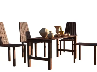 3D low poly wooden table Low-poly 3D model