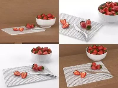 S strawberry cutting board 3D model