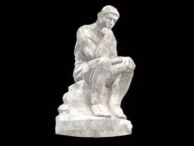 Thinker Style Abstract Statue v1 001 Low-poly 3D model