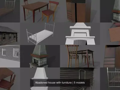 Abadoned house with furniture 3D Model Pack