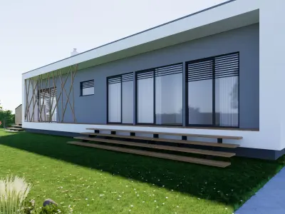 Bungalow 5 - Created with fully parametric Revit Families  Low-poly 3D model