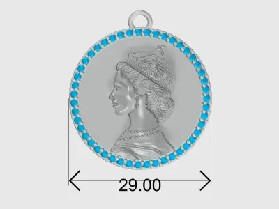 Queen Sculpture Coin Pendant Design File 3D print model