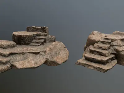 Altar Set rock Low-poly 3D model
