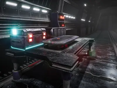 Cyberpunk Sci-fi Modular Corridor Scene Low-poly 3D model
